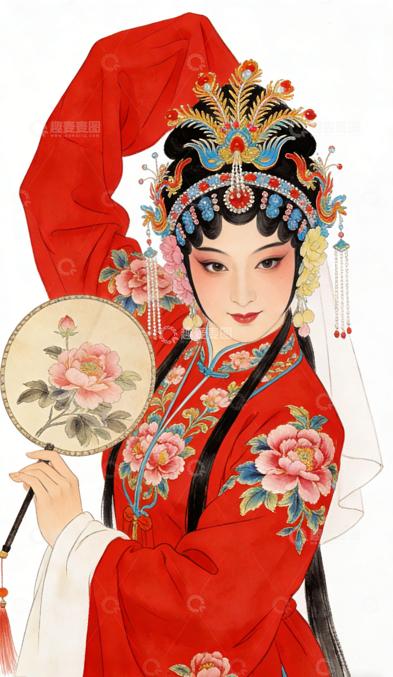 高清大图下载【趣麦麦图】传统戏曲人物水彩画