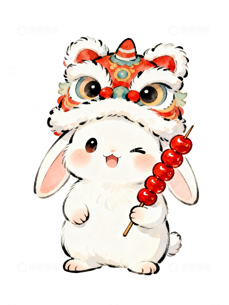 源文件下载【趣麦麦图】拿着糖葫芦的兔子3