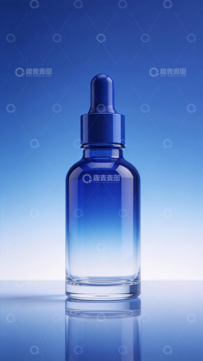 高清大图下载【趣麦麦图】蓝色玻璃瓶化妆品展示图