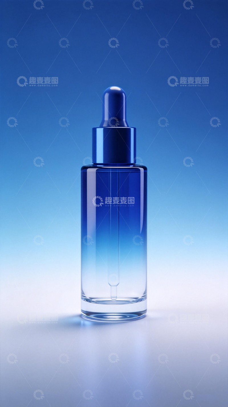 高清大图下载【趣麦麦图】蓝色玻璃瓶化妆品静物摄影
