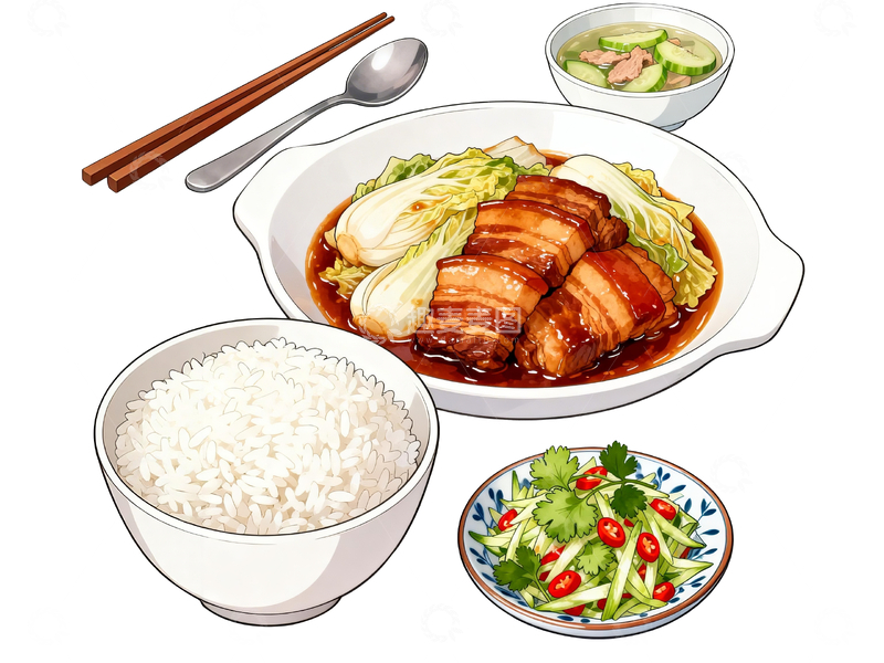 源文件下载【趣麦麦图】五花肉烧白菜1