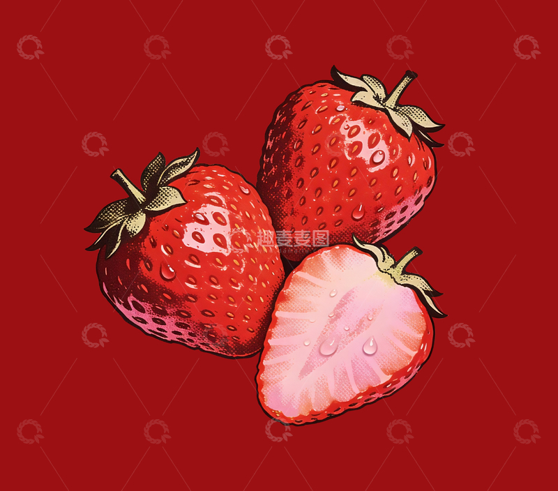 源文件下载【趣麦麦图】半调风格草莓2