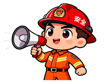 卡通消防员宣传插画大头