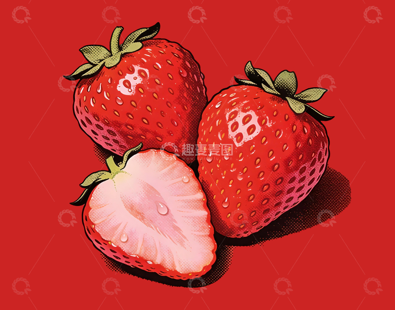 源文件下载【趣麦麦图】半调风格草莓1