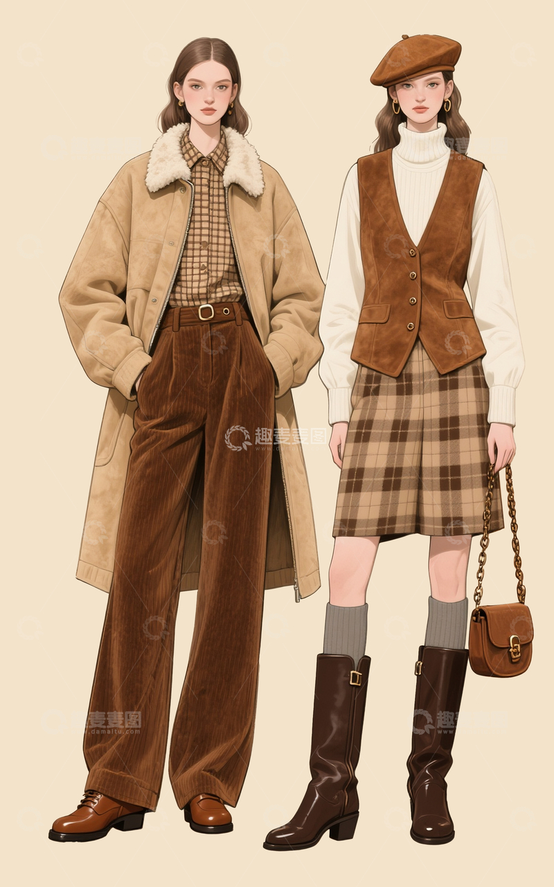 源文件下载【趣麦麦图】英伦风格女模特1