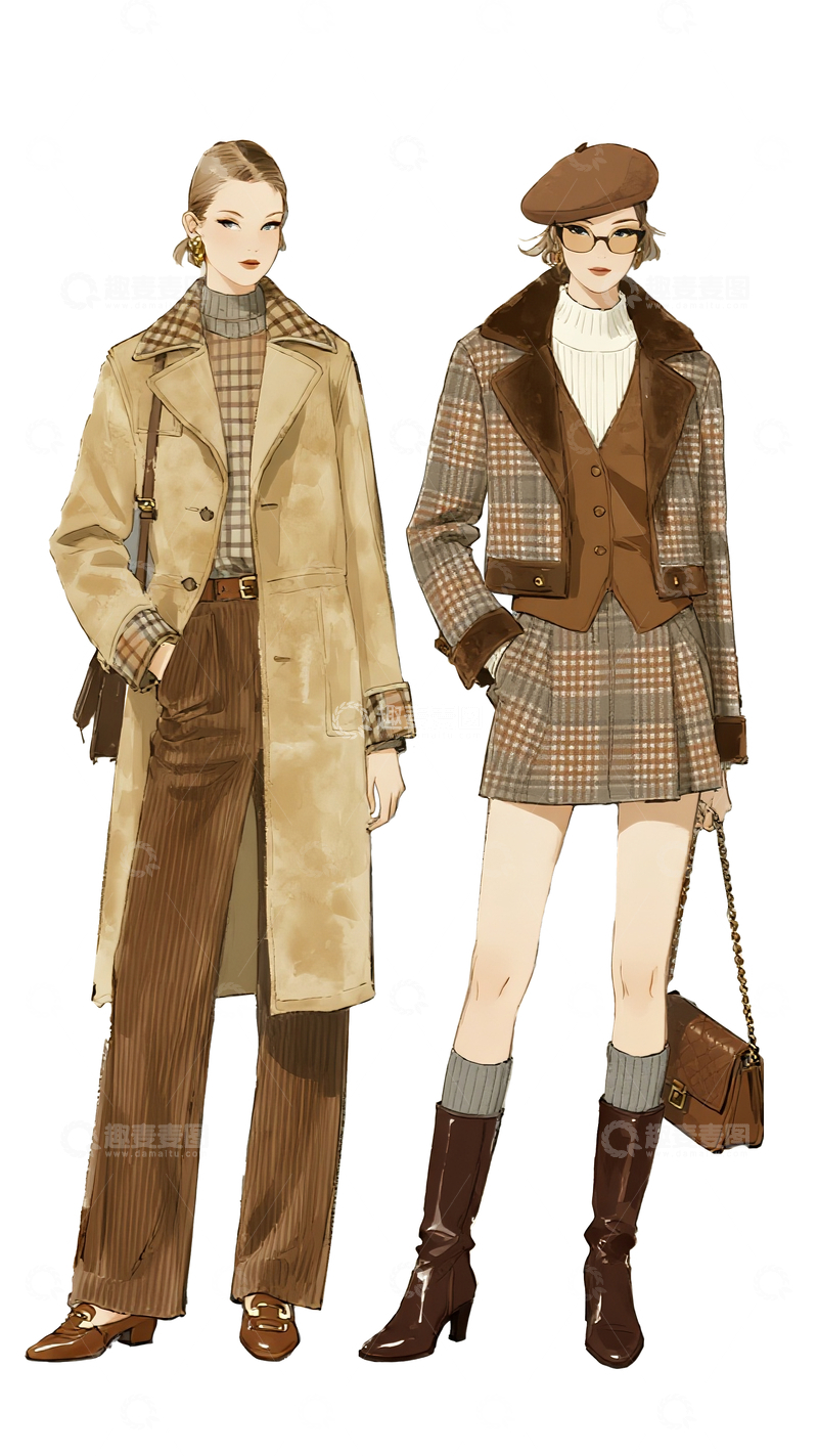 源文件下载【趣麦麦图】英伦风格女模特2