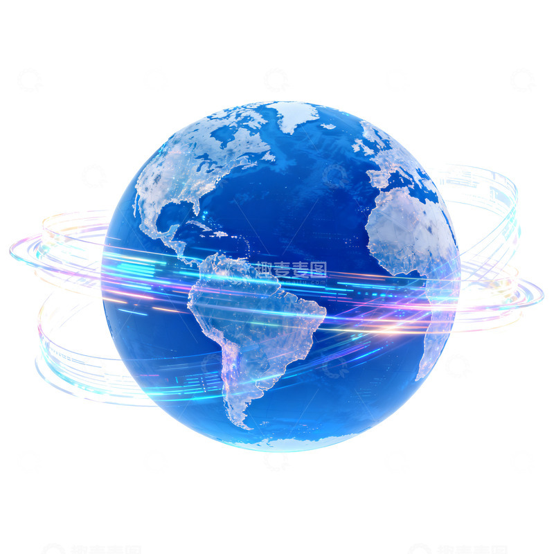 高清大图下载【趣麦麦图】科技风地球环状光效插画
