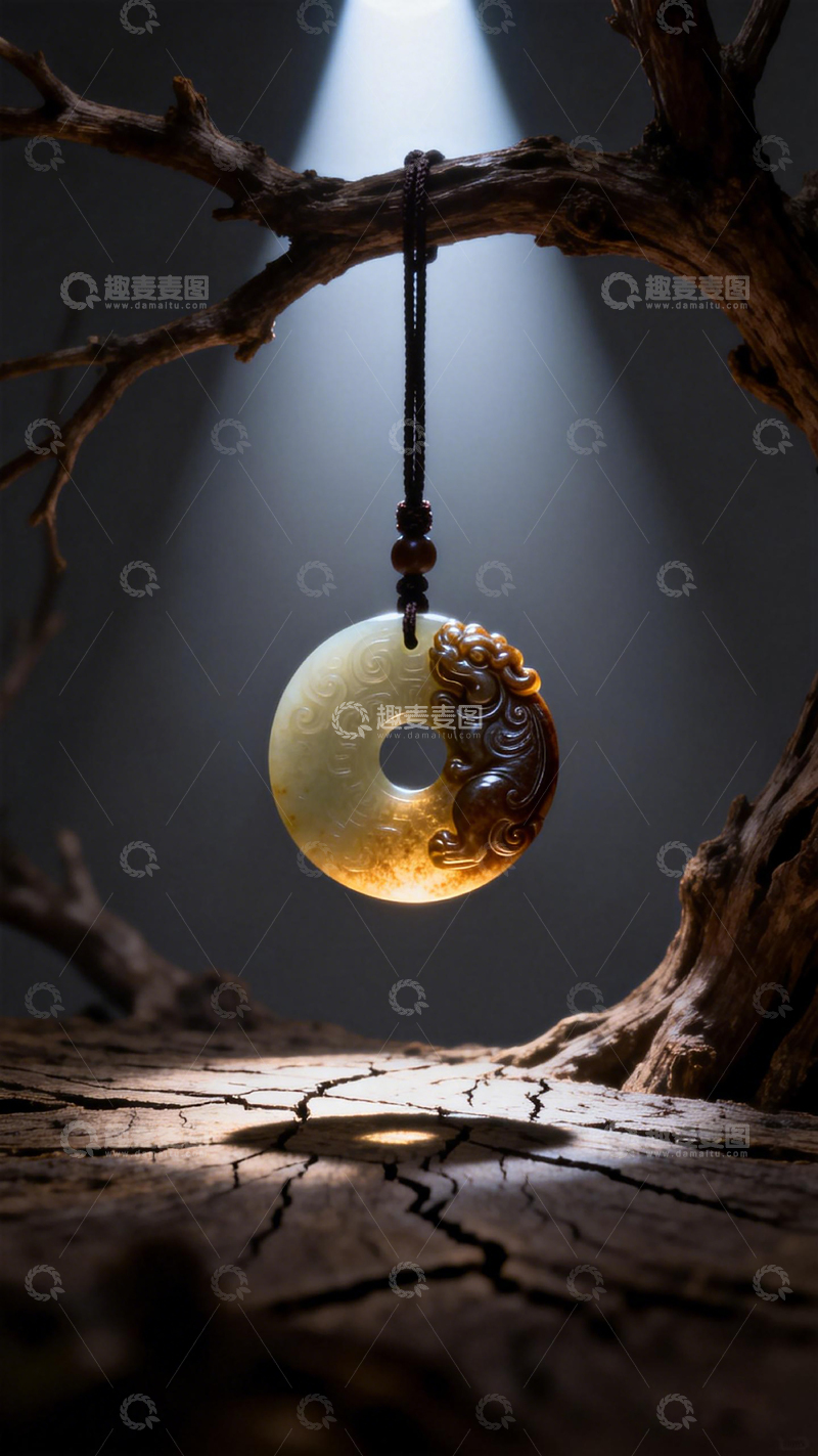 高清大图下载【趣麦麦图】古朴玉佩悬挂艺术照