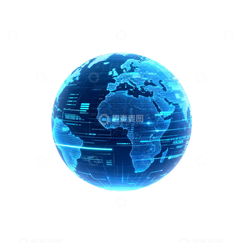 高清大图下载【趣麦麦图】科技风地球图标数字设计元素