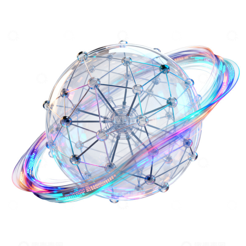 高清大图下载【趣麦麦图】彩虹色几何球形结构数字艺术