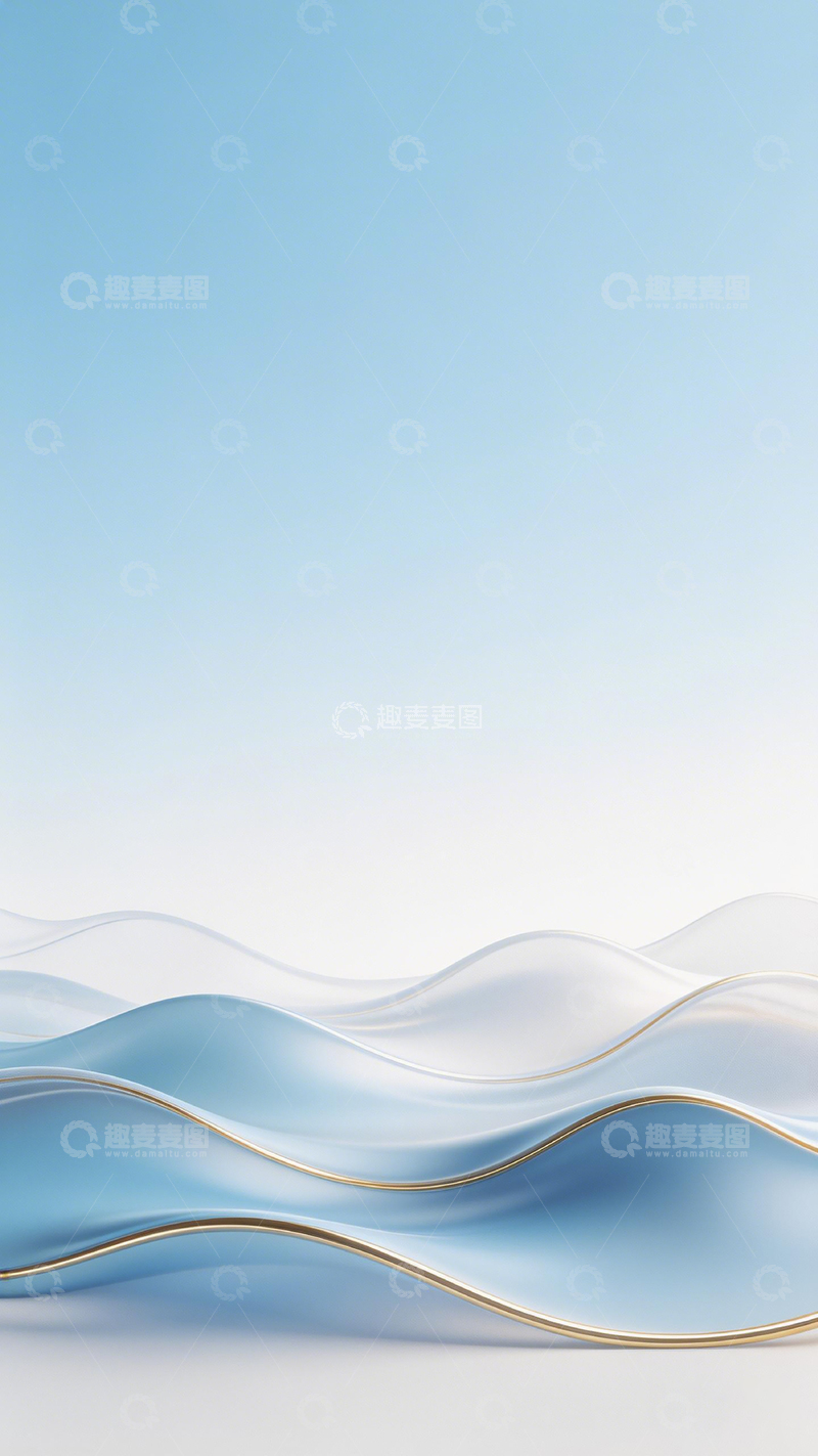 高清大图下载【趣麦麦图】抽象波纹蓝金背景图