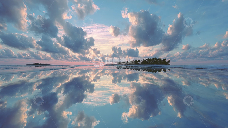 高清大图下载【趣麦麦图】天空倒映海面云彩奇观
