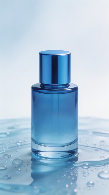 蓝色香水瓶静物摄影