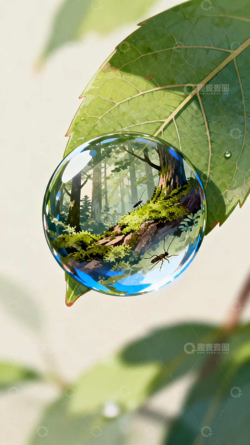 高清大图下载【趣麦麦图】微距摄影森林水滴艺术照