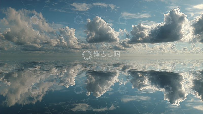 高清大图下载【趣麦麦图】天空之镜：云海与水的奇幻融合
