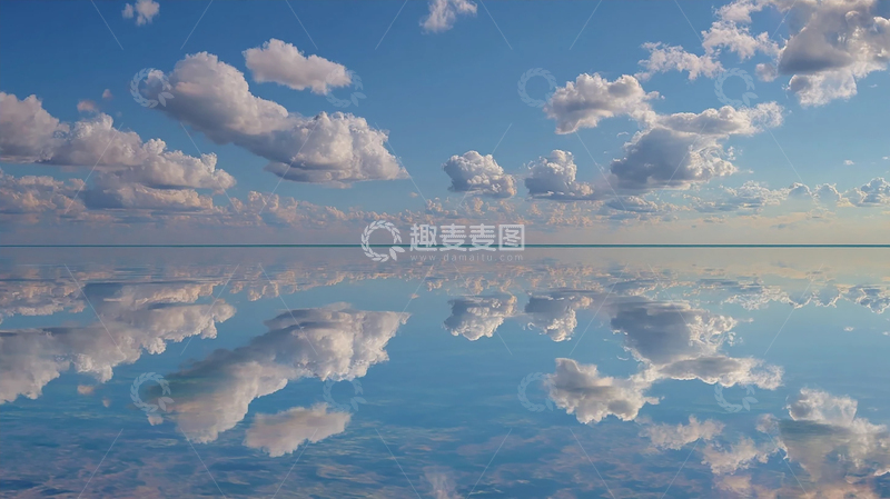 高清大图下载【趣麦麦图】天空云影倒映无垠海面