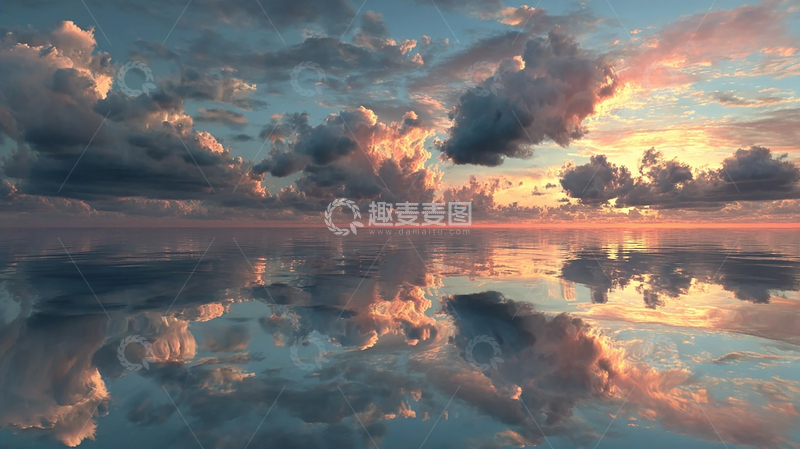 高清大图下载【趣麦麦图】海天一色的晚霞奇观