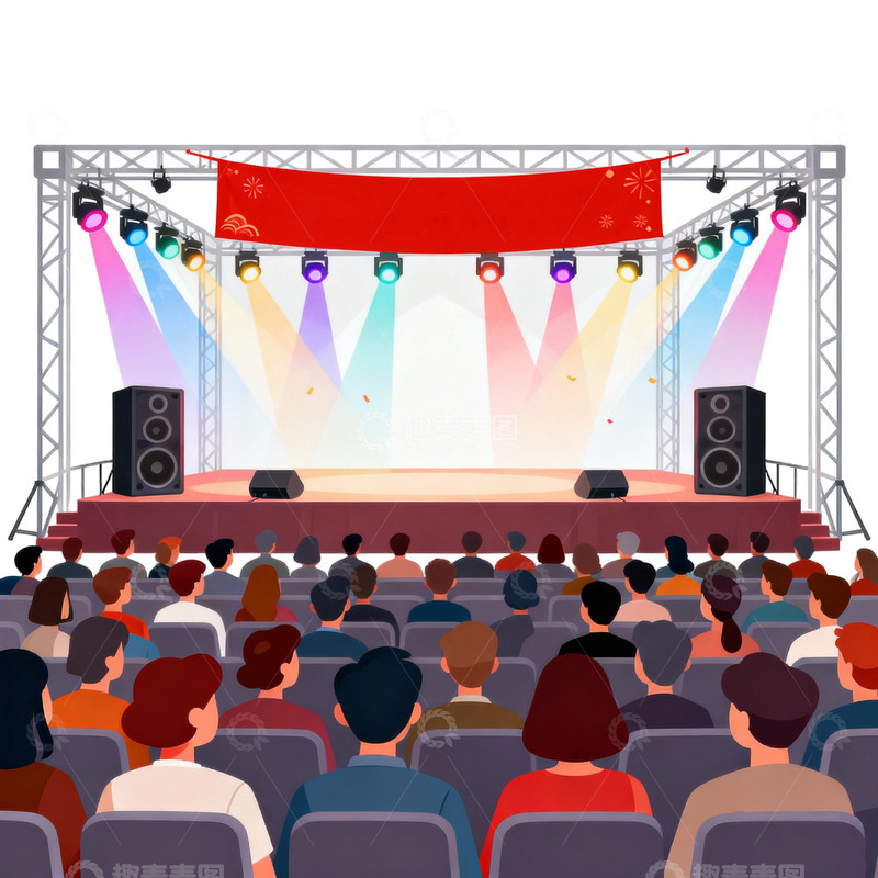 高清大图下载【趣麦麦图】舞台表演现场插画