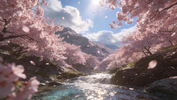 樱花溪谷山水风光