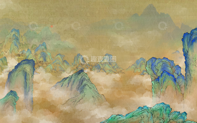 源文件下载【趣麦麦图】水墨山水中国画山水画风光