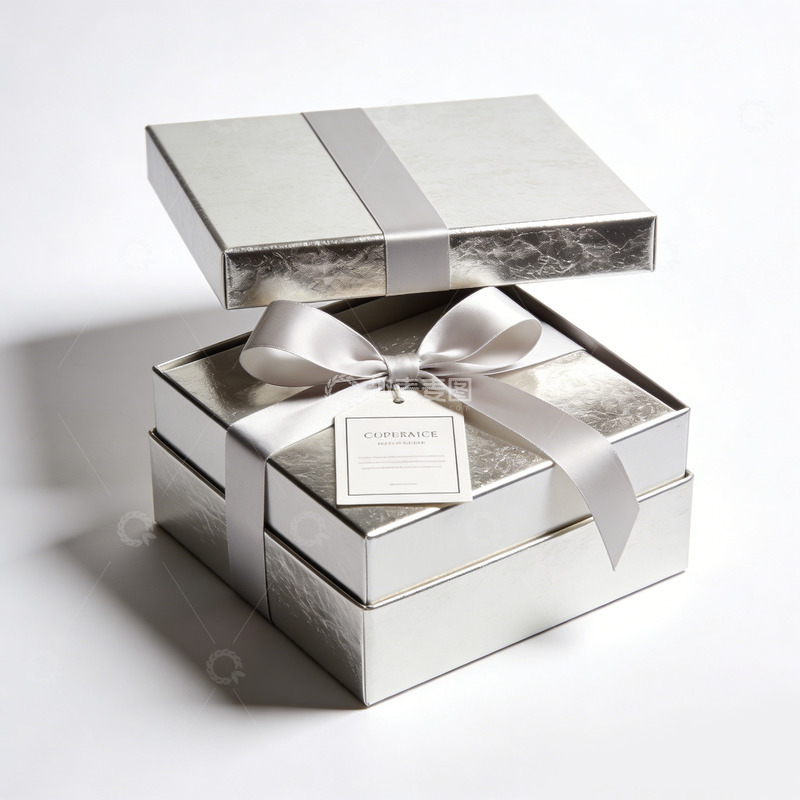 高清大图下载【趣麦麦图】银色礼盒礼品包装设计素材