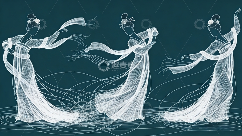 高清大图下载【趣麦麦图】超现实艺术线条画-3舞女01
