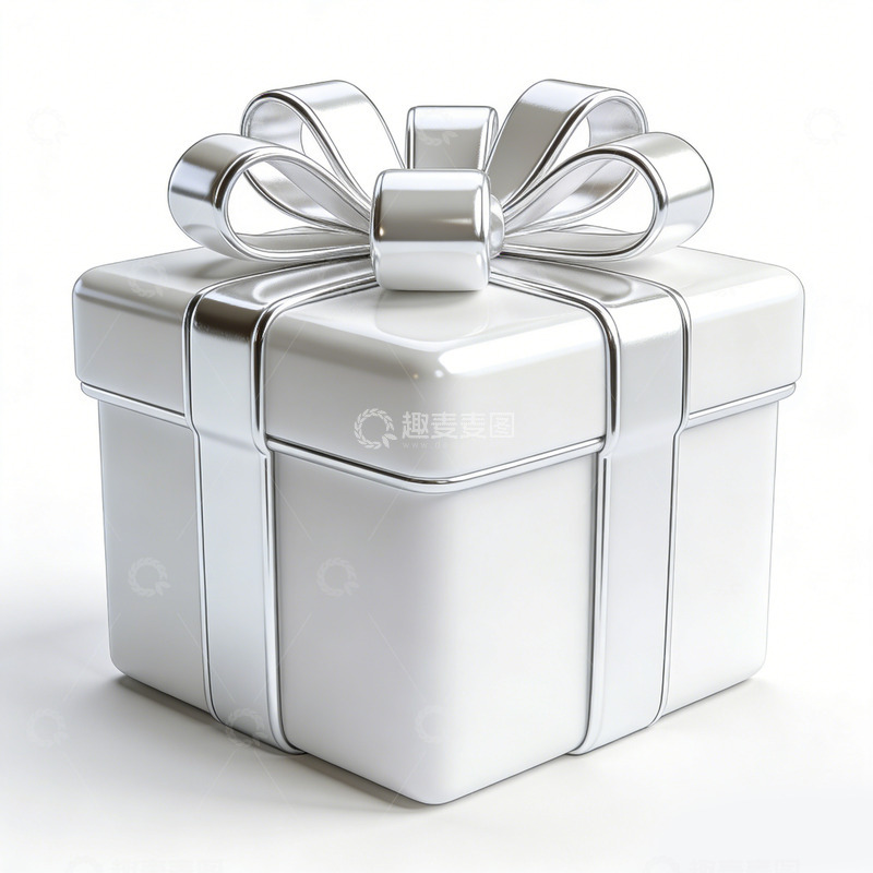 高清大图下载【趣麦麦图】银色礼盒礼物包装设计素材
