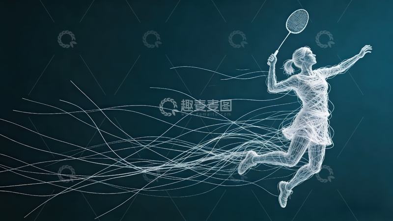 高清大图下载【趣麦麦图】超现实艺术线条画-羽毛球