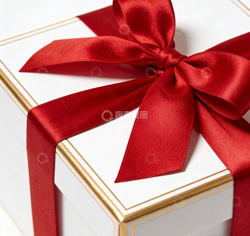 高清大图下载【趣麦麦图】精致礼品盒红色丝带