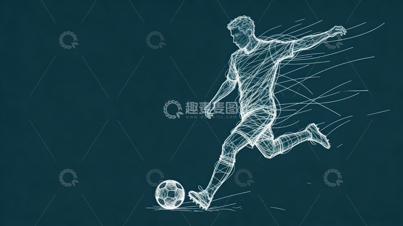 高清大图下载【趣麦麦图】超现实艺术线条画-足球