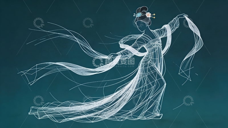 高清大图下载【趣麦麦图】超现实艺术线条画-舞女02