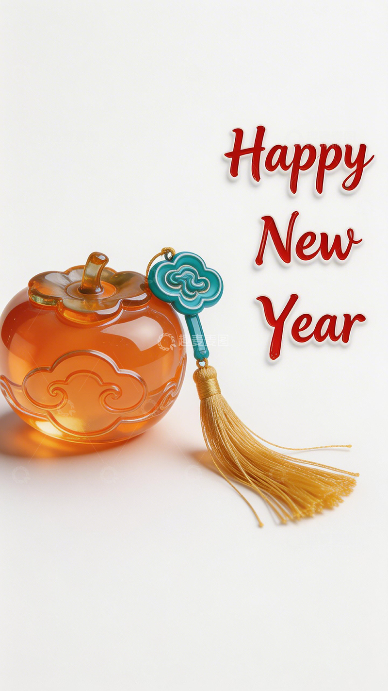 高清大图下载【趣麦麦图】新年祝福橘子瓶装饰画