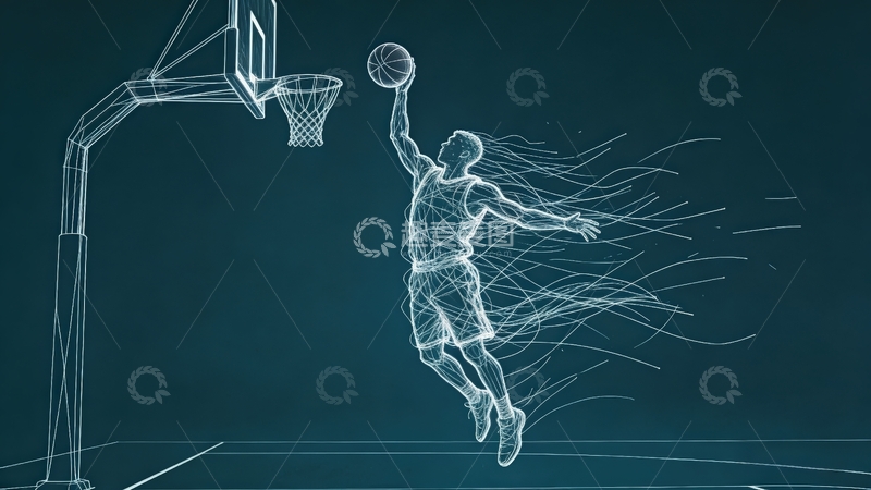 高清大图下载【趣麦麦图】超现实艺术线条画-篮球