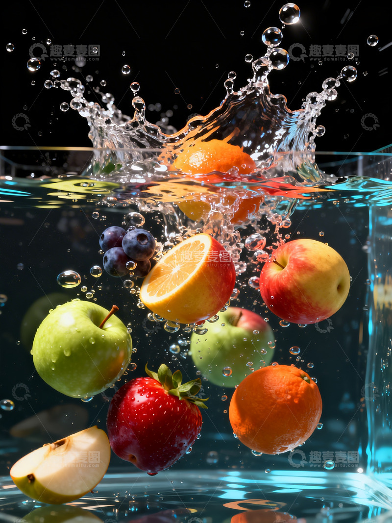 高清大图下载【趣麦麦图】水果落水摄影6