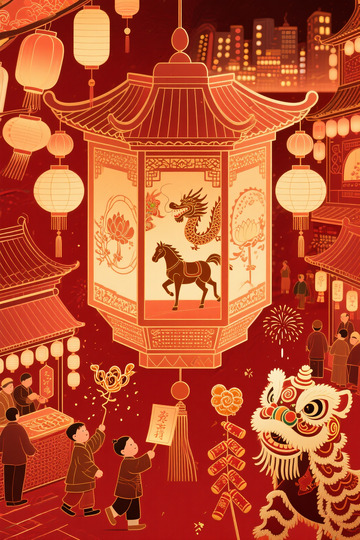 新年灯市形成立体宫灯造型4