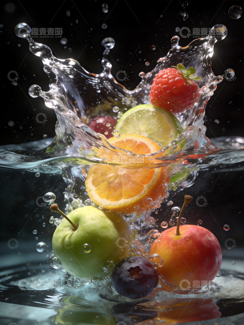 高清大图下载【趣麦麦图】水果落水摄影