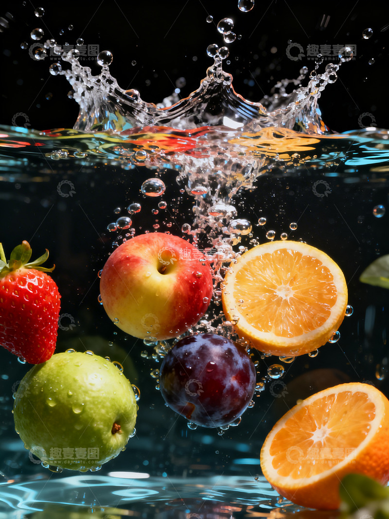 高清大图下载【趣麦麦图】水果落水摄影7