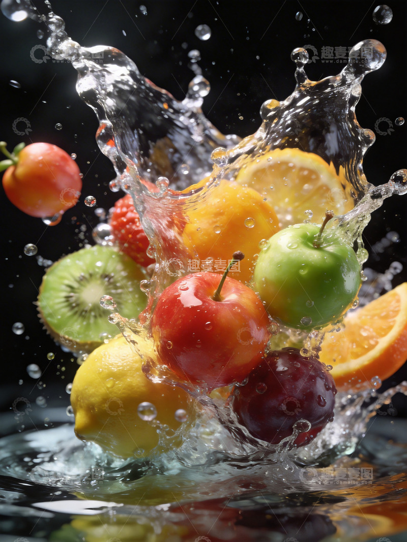 高清大图下载【趣麦麦图】水果落水摄影2