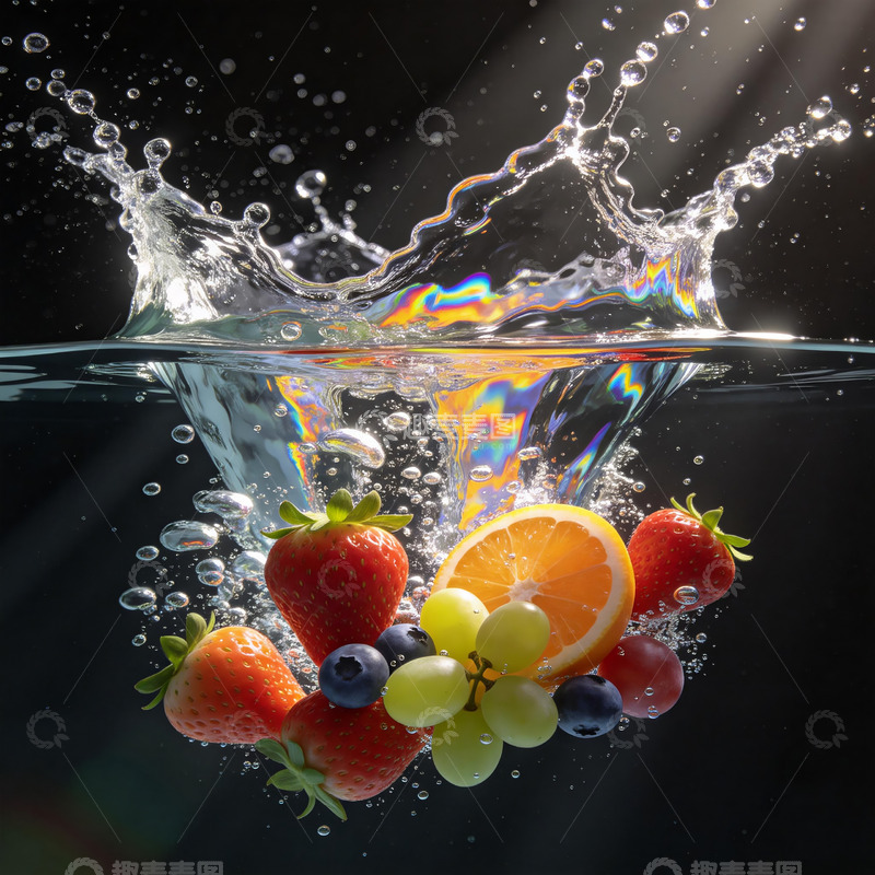 高清大图下载【趣麦麦图】水果落水摄影5