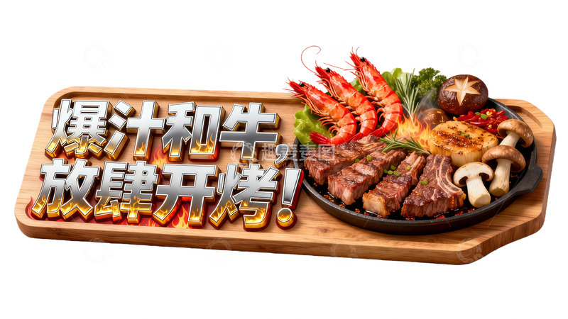 高清大图下载【趣麦麦图】爆汁和牛烤制美食