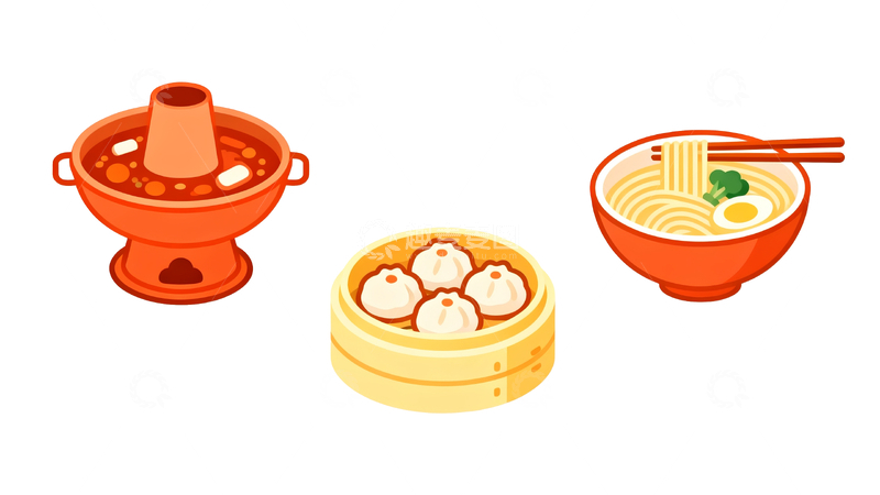 源文件下载【趣麦麦图】三个扁平美食图标1