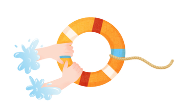 双手握住救生圈插画