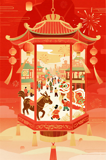 新年灯市形成立体宫灯造型2