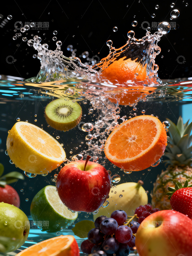 高清大图下载【趣麦麦图】水果落水摄影11