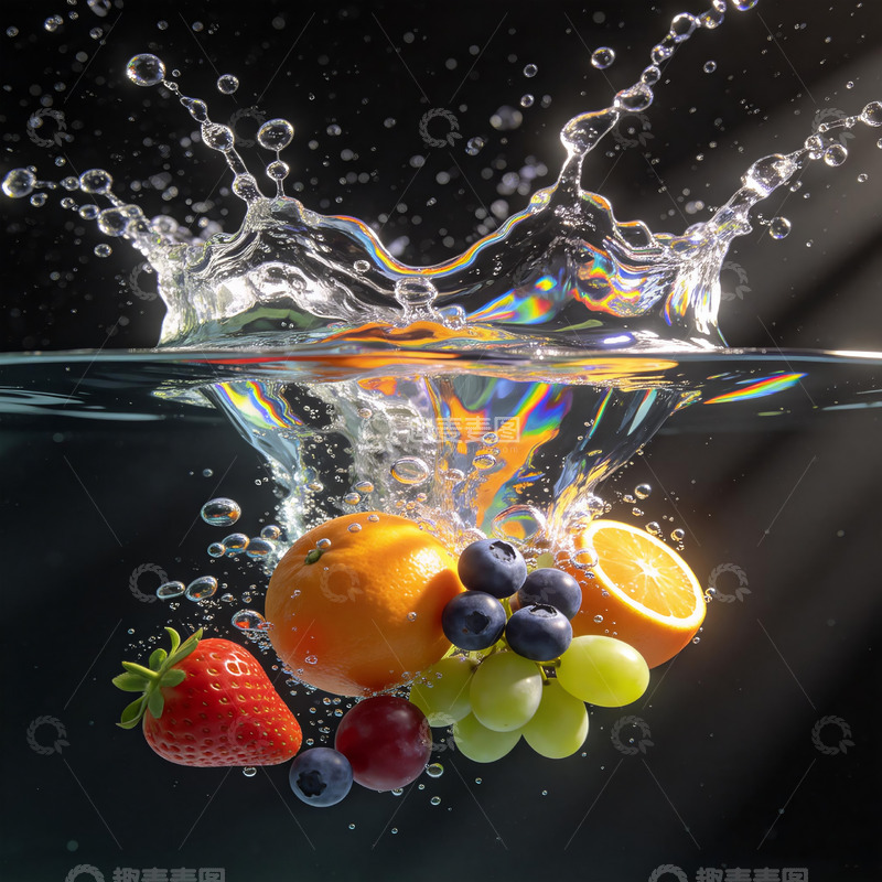 高清大图下载【趣麦麦图】水果落水摄影4
