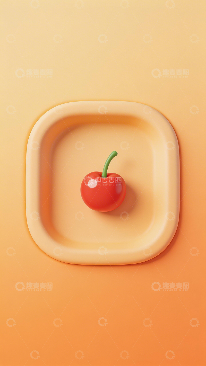 高清大图下载【趣麦麦图】简约樱桃盘饰平面设计图