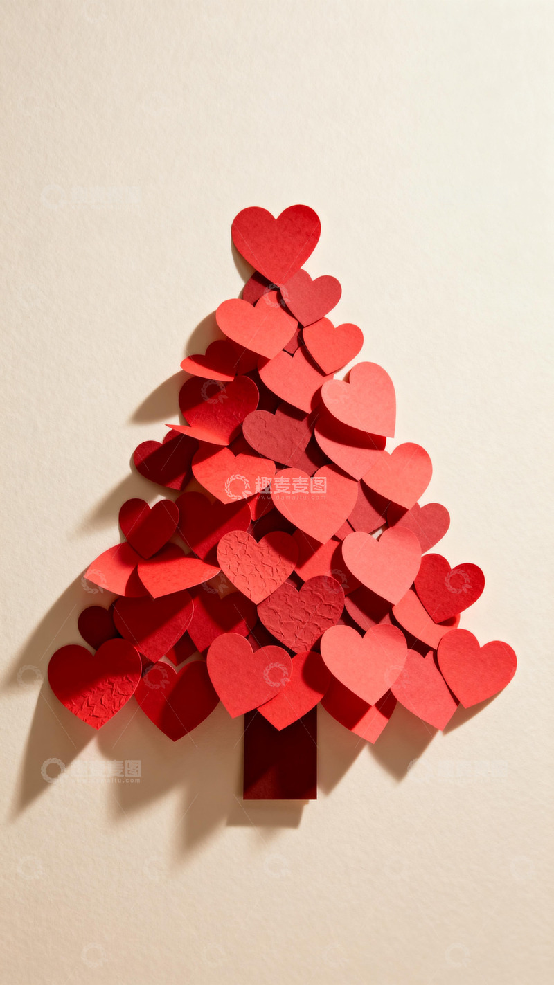 高清大图下载【趣麦麦图】心形圣诞树创意装饰