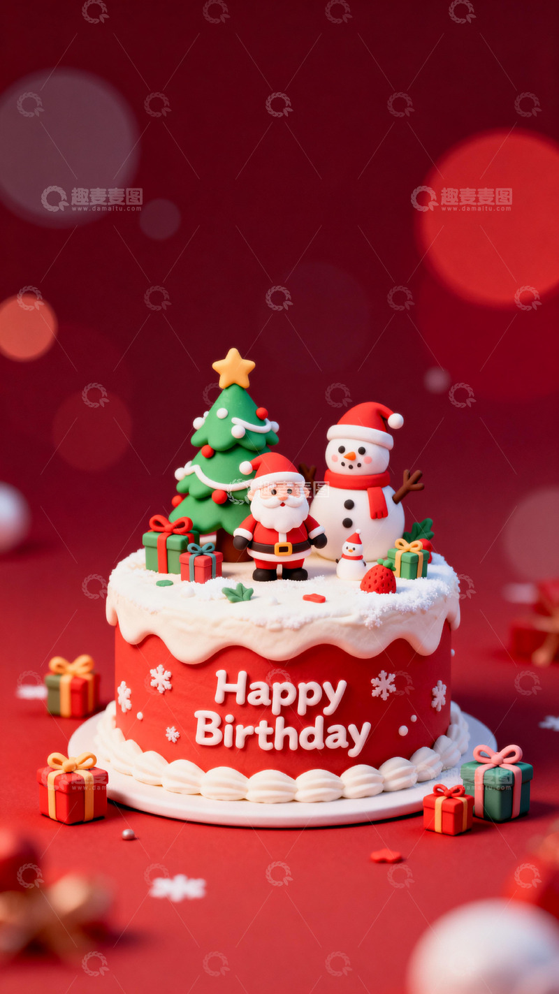 高清大图下载【趣麦麦图】圣诞生日蛋糕喜庆装饰创意摄影