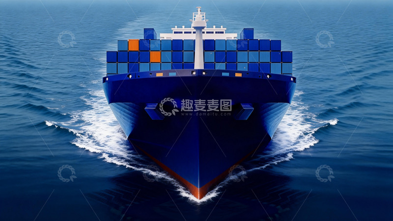 高清大图下载【趣麦麦图】蓝色巨轮航行海洋