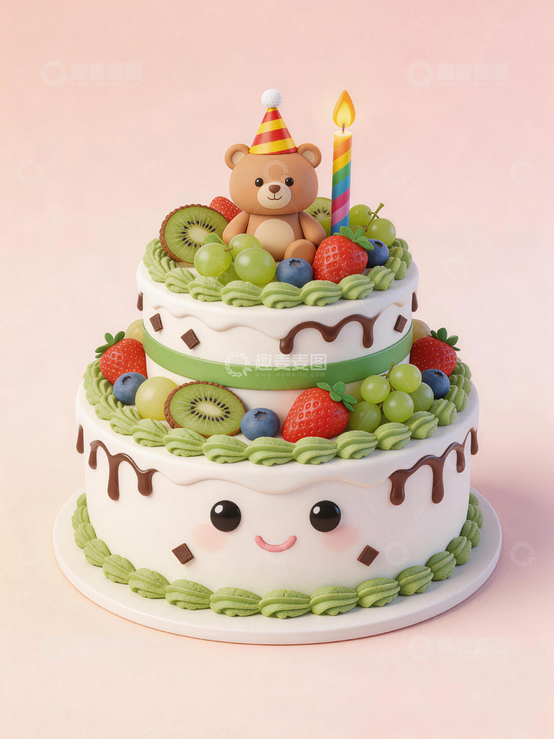 高清大图下载【趣麦麦图】可爱3D生日蛋糕